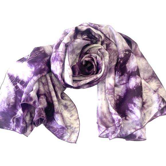 Cesar Galindo Purple Print Silk Scarf - Picture 1 of 5